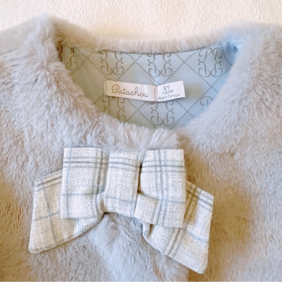 Patachou GREY FUR VEST WITH BOW - Picture 2 of 6